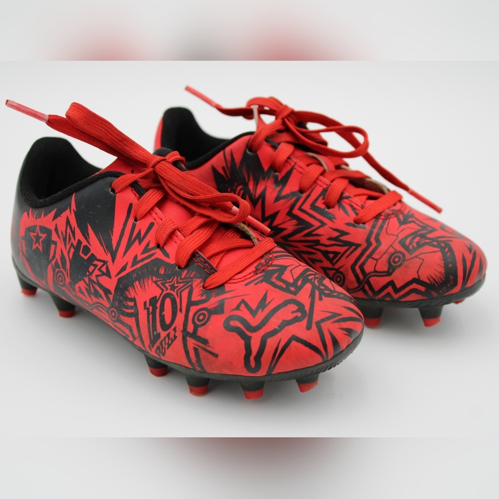 Little Girls Soccer Cleats Red/Black 11 - Picture 7 of 10